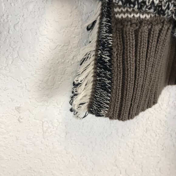 Cabi Classic Cardigan Plaid Fringe Open Front Knit Sweater Boho Brown Cotton L - Picture 12 of 13